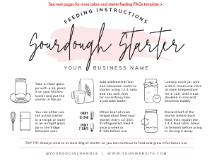 Sourdough Starter Feeding Guide Watercolor B546: Sourdough Starter Feeding Guide Watercolor B546