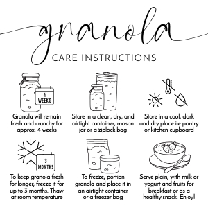 Granola Care Card Minimalist Elegant Font 2.5x2.5" B556: Granola Care Card Minimalist Elegant Font 2.5x2.5" B556