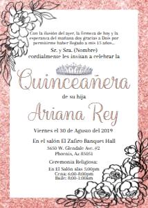 Rose Gold Glitter Quinceanera Invitation design preview
