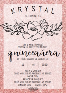 Quinceanera Invitation- Rose Gold Glitter design preview