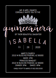 Quince Invitation- Black/Pink design preview