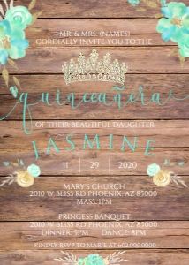 Quince Invitation- Mint Floral design preview