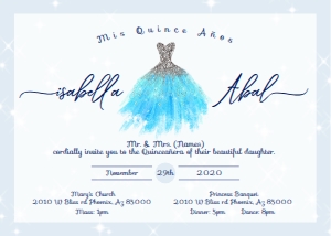 Quince- Blue Silver Dress Invite design preview