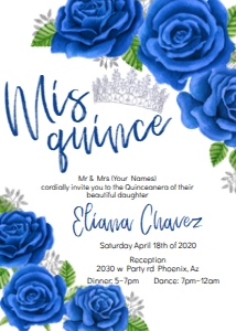 Quince- Blue rose white invite design preview