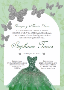 Butterfly Arch Invite- emerald w dress: Butterfly Arch Invite- emerald w dress