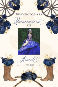 Charro Navy Blue Quince Welcome Sign- 7 design preview