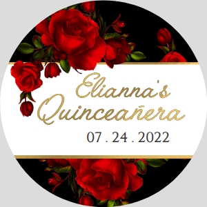 2in Sticker- Red and Black Style: Mia: 2in Sticker- red, black, gold