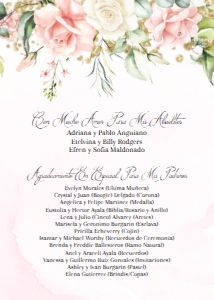 White/Pink/Gold Quince- Padrinos list design preview