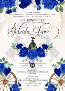 Charro Quince invite- Gabriela Navy Blue 1 design preview