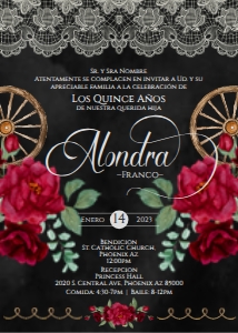 Charro Quince invite-  Alondra red 1 design preview