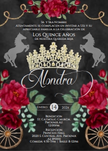 Charro Quince invite-  Alondra red 3 design preview
