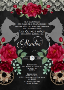 Charro Quince invite-  Alondra red 6 design preview