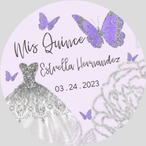2in Sticker- Purple and silver butterfly/dress design preview