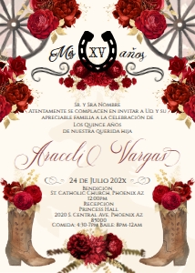 Charro Red Quince Invitation- 7 style araceli design preview