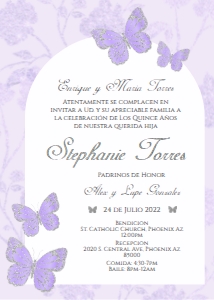 Butterfly Arch Invite- purple w silver Style: Stephanie design preview