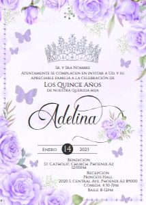 Butterfly quince invite-  Adelina purple design preview
