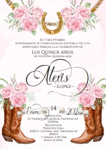 Charro Quince invite- STyle: Alexis PIink design preview