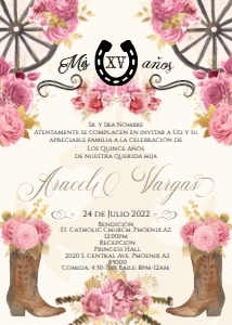 Charro Light Pink Quince Invitation- Araceli 7 design preview