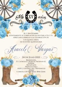 Charro Light Blue Quince Invitation- Style: Araceli 7 design preview