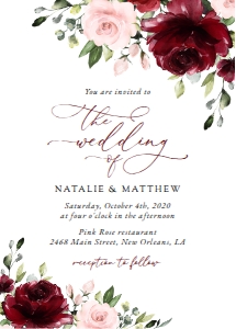 Burgundy and Blush Pink Flowers Wedding Bundle - Party Items design preview