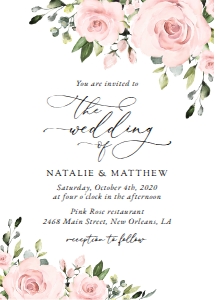 Blush Pink Flowers Wedding Invitation Suite design preview
