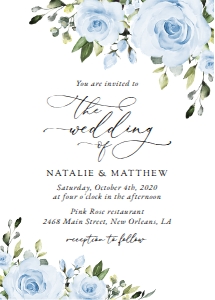 Dusty Blue Flowers Wedding Invitation design preview