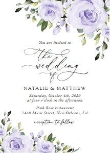 Purple Flowers Wedding Invitation Suite design preview