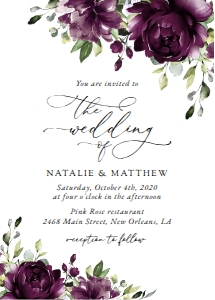 Plum Purple Flowers Wedding Invitation Suite design preview