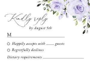 Purple Flowers Wedding RSVP Card, Wedding Stationery, Printable File, SH29: Purple Flowers Wedding Bundle - Party Items