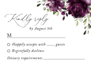 Plum Flowers Wedding RSVP Card, Wedding Stationery, Printable File, SH31: Plum Purple Flowers Wedding Invitation Suite