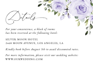 Purple Flowers Wedding Details Card, Wedding Stationery, Printable File, SH29: Purple Flowers Wedding Bundle - Party Items