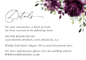 Plum Flowers Wedding Details Card, Wedding Stationery, Printable File, SH31: Plum Purple Flowers Wedding Invitation Suite