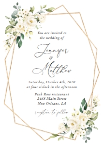 Cream White Flowers Wedding Invitation design preview