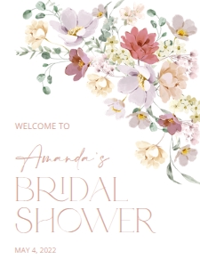 Colorful Flowers Welcome Sign - Bridal Shower Sign - Party Sign design preview