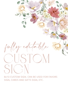 Colorful Flowers Custom Sign, Bridal Shower Sign, Printable File, SH40, 8x10: Colorful Flowers Custom Sign - Bridal Shower Sign - Party Sign