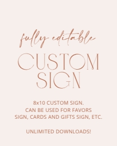 Minimal Boho Custom Sign, Bridal Shower Sign, Printable File, SH21 SH185, 8x10: Minimal Boho Custom Sign - Bridal Shower Sign - Party Sign
