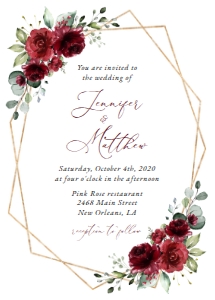 Burgundy Red Flowers Wedding Bundle - Party Items design preview
