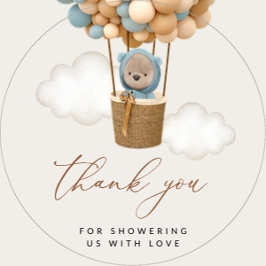Bear and Blue Balloons Baby Shower Circle Favor Tags, Gift Tags, Printable File, SH17: Bear and Blue Balloons Baby Shower Mini Bundle - Party Items