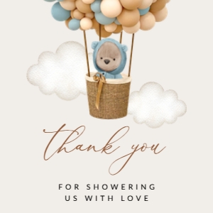 Bear and Blue Balloons Baby Shower Square Favor Tags, Gift Tags, Printable File, SH17: Bear and Blue Balloons Baby Shower Mini Bundle - Party Items