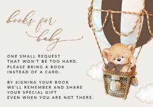 Bear in Brown Balloon Books for Baby, Gender Neutral Baby Shower, Printable File, SH19: Teddy Bear in Brown Balloon Baby Shower Invitation Suite