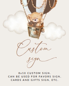 Teddy Bear in Brown Balloon Custom Sign - First Birthday Sign design preview