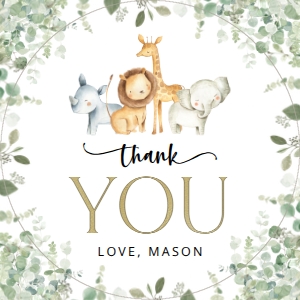 Safari Animals and Greenery First Birthday Favor Tags design preview