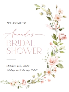 Pale Pink Flowers Welcome Sign - Bridal Shower Sign - Party Sign design preview
