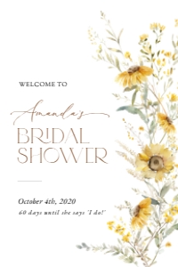 Sunflowers Welcome Sign, Bridal Shower Sign, Printable File, SH44, 24x36: Sunflowers Bridal Shower Mini Bundle - Party Items