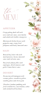 Pale Pink Flowers Bridal Shower Menu design preview