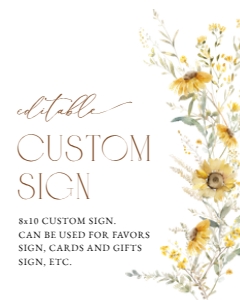 Sunflowers Custom Sign, Bridal Shower Sign, Printable File, SH44, 8x10: Sunflowers Custom Sign - Bridal Shower Sign - Party Sign