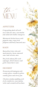 Sunflowers Bridal Shower Menu design preview