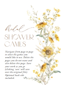 Sunflowers Bridal Shower Games Bundle - Set of 3 Games design preview