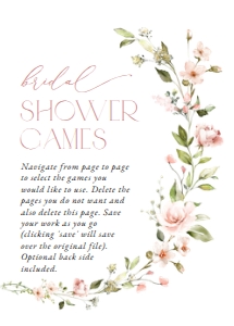 Pale Pink Flowers Bridal Shower Games Bundle - Set of 3 Games design preview