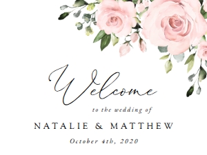 Blush Pink Flowers Welcome Sign - Wedding Sign - Party Sign design preview
